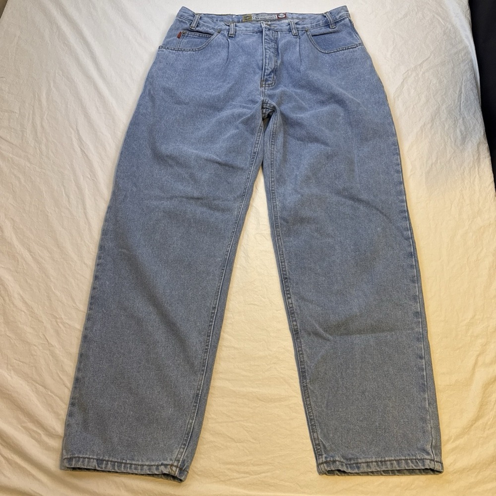 Bugle Boy JEANS  Skater Loose Fit Gold Crest  Mens 36/32 Wide Leg Baggy  VTG
